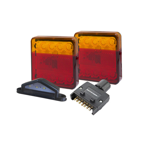 20 Series Left Hand LED Combo Trailer Lamp - Stop / Tail / Indicator with License Plate &amp; Flat Trailer Plug (12V)
