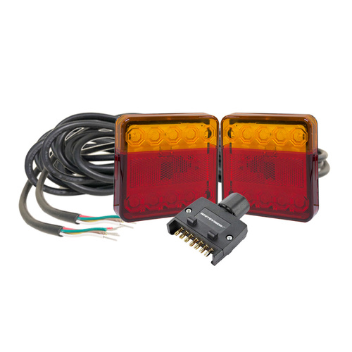 20 Series Left &amp; Right Hand LED Combo Trailer Lamp Kit - Stop / Tail / Indicator / License Plate with 9m Cable &amp; Flat Trailer Plug