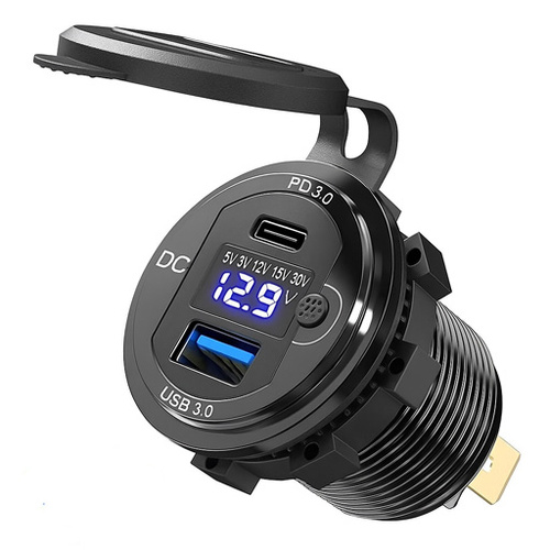 PD (45W) &amp; USB (36W) Socket 12/24V + Voltmeter
